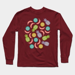 TROPICAL FRUITS WITH LOTSA DOTS in Mid-Century Vintage Colours - UnBlink Studio by Jackie Tahara Long Sleeve T-Shirt